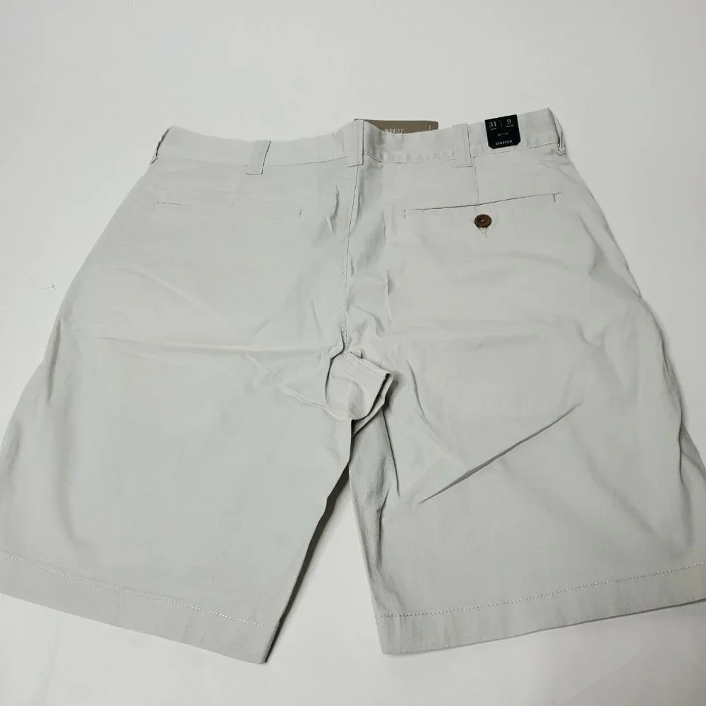 J. Crew Mens 31 9 Inseam Stretch Flat Front Shorts White Khaki Blue New